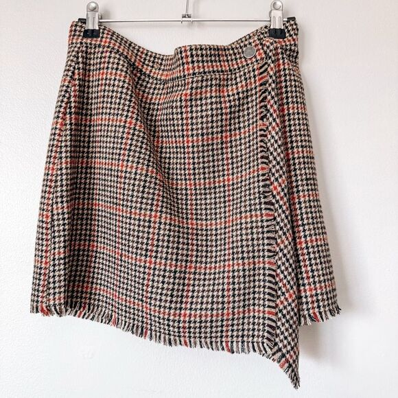 Urban Outfitters Brown/Black Houndstooth Mini Scarf Skirt Size Medium - Picture 2 of 6